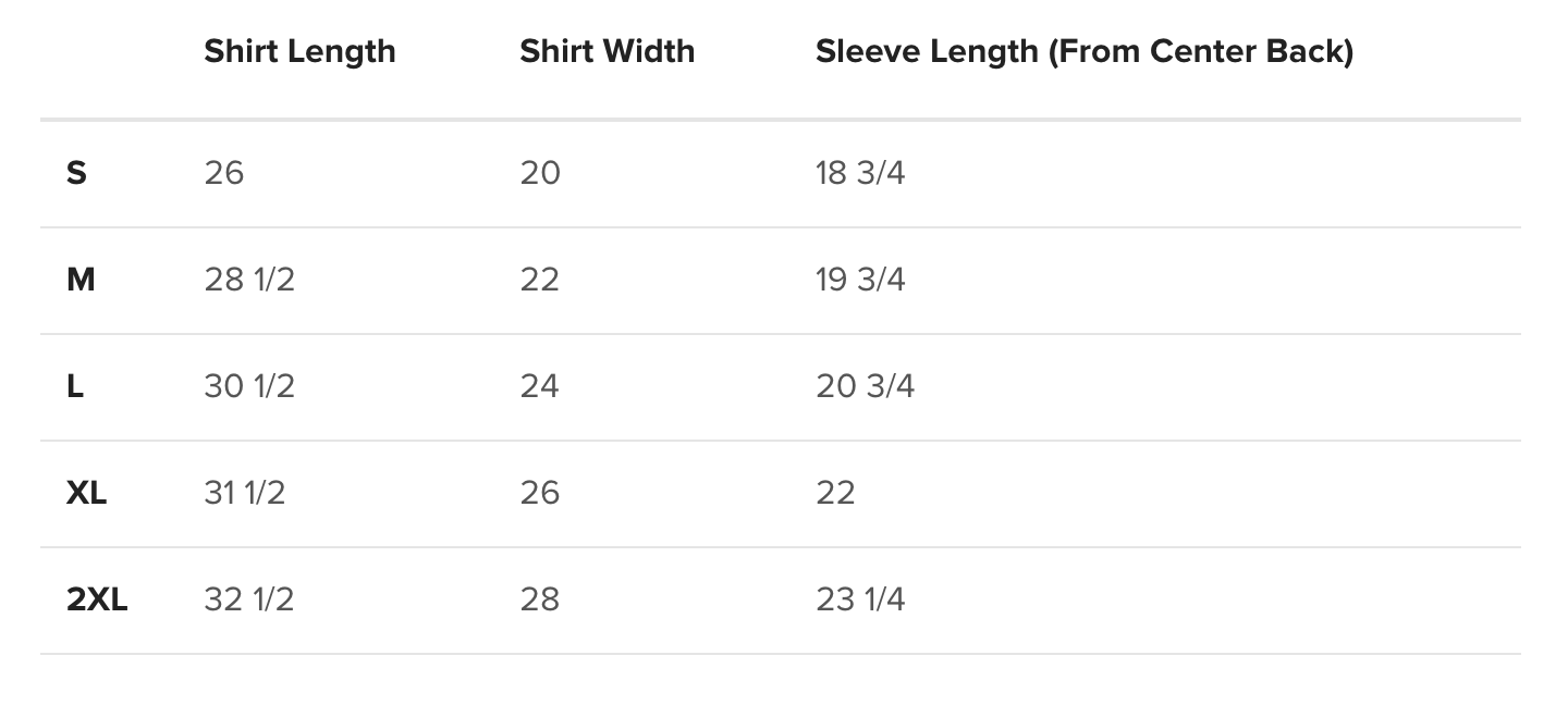 T-Shirt Size Guide